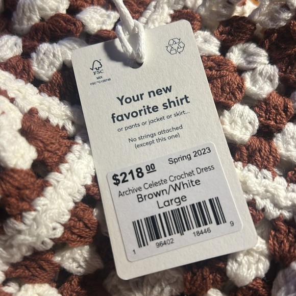 NEW🌅MARINE LAYER Archive CELESTE CROCHET DRESS Brown/White - Picture 8 of 10